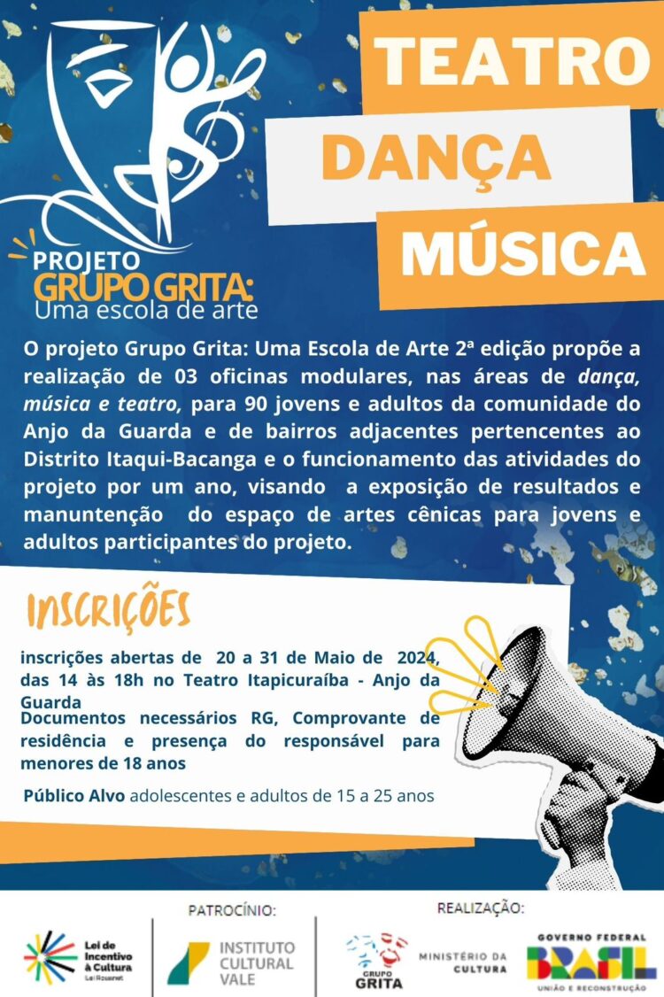 *GRUPO GRITA INAUGURA ESCOLA DE ARTE PARA JOVENS DA COMUNIDADE