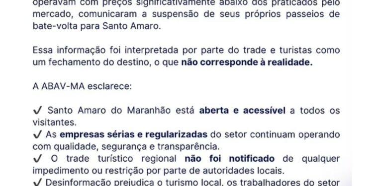 ABAV-MA entra no debate e reforça: Santo Amaro segue aberto e operando normalmente